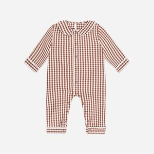 Rylee + Cru Baby Pajama Romper || Brick Gingham